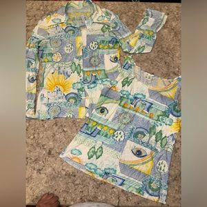 Vintage Unique Pattern 2 piece Tank and Button Top